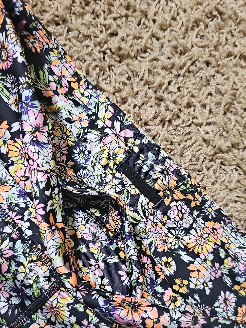 NWOT Free People Movement Leggings Eden Floral Large Drawstring Neon Pockets - Picture 11 of 12